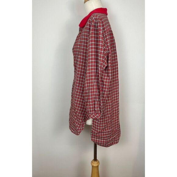 VTG Victoria's Secret Country Cottons Women's XS Flannel Sleep Shirt Green Red - Picture 2 of 7